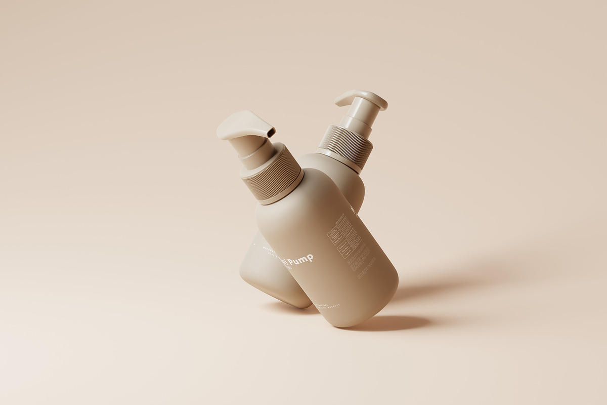 Travel Size Mini Pump Bottle Mockup, a Packaging Mockup by MockupFree.Net (Photo 2 of 8)