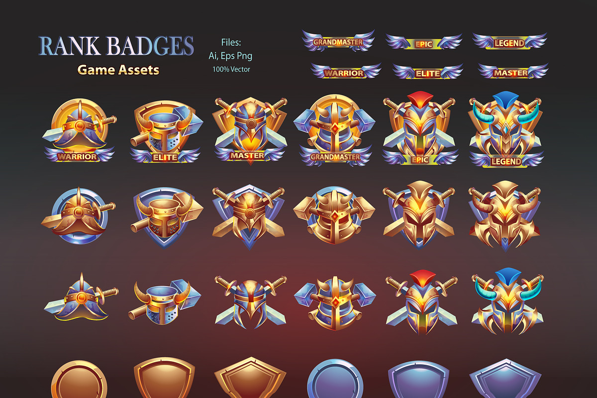 Rank Badges Game Assets 02, an Object Illustration by DionArtworks