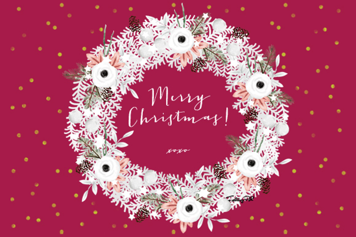 Watercolor White Christmas Wreath, an Illustration by hellopop design