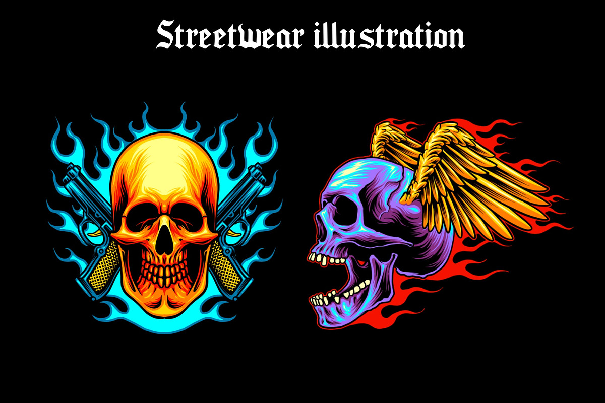Streetwear Skull Illustration Bundle, an Object Illustration by METI (Photo 4 of 6)