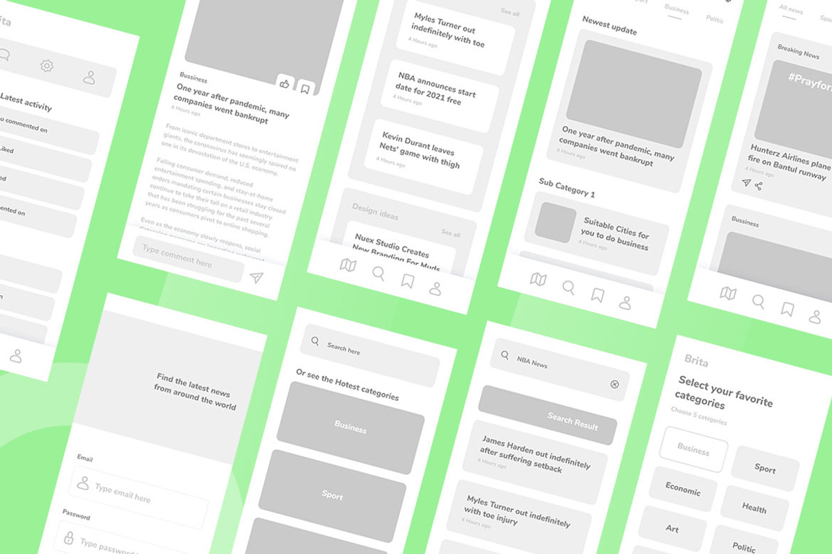 News Wireframe Apps, a Websites & App Template by INSPR STD (Photo 6 of 6)