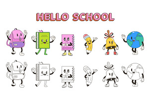 Hello school groovy characters, an Object Illustration by Valerie Bodnar