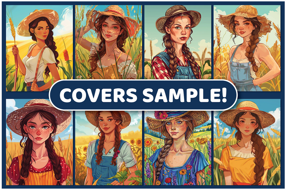 200 Farmer Girls Coloring Pages, a Person Illustration by BrightMart