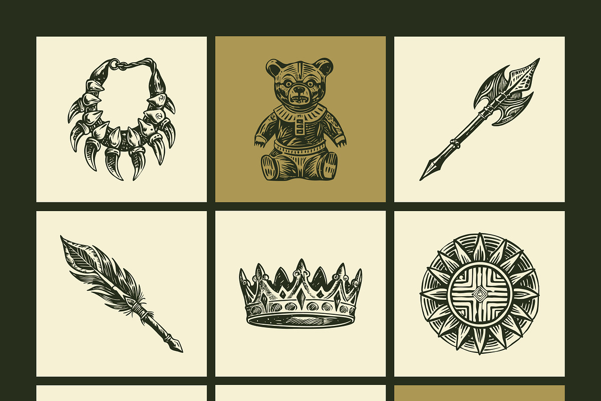 Native American Art Icon Set, a Person Illustration by Creative Stall (Photo 8 of 9)