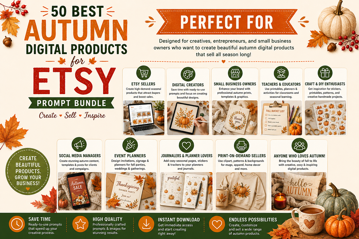 Autumn Digital Products & AI Prompts, an Object Graphic by Daffodil Dream Studio (Photo 3 of 3)
