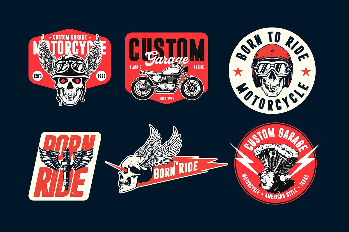 motorcycle badge vintage bundle, a Branding & Logo Template by grindstudio (Photo 2 of 3)