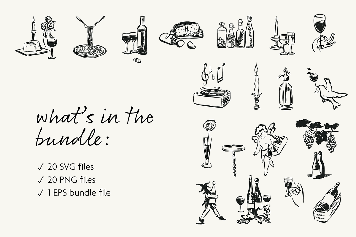 Wine & Dine Vector Bundle, a Food Illustration by Little Gremlin (Photo 2 of 7)