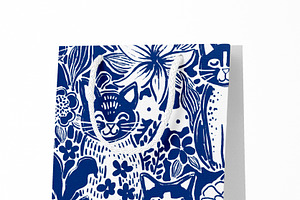 Cute Navy Seamless Cat Pattern