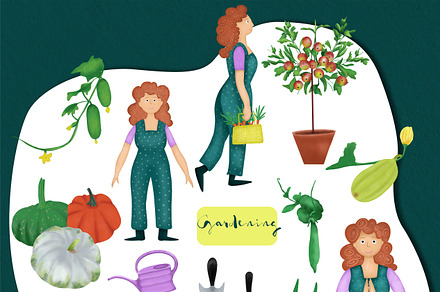 Gardening illustration set