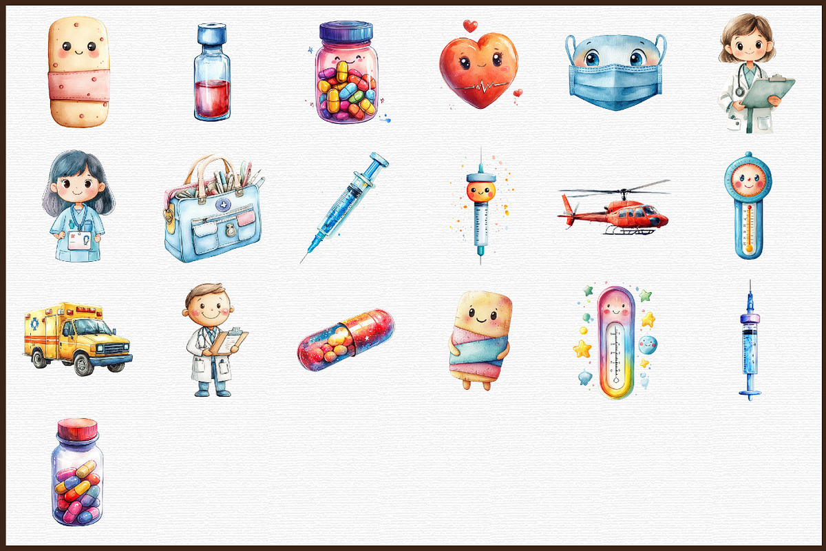 Watercolor Healthcare Medical Clipar, an Illustration by Sublimation Artist (Photo 3 of 6)