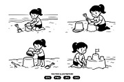 Woman making a sand castle, a Person Illustration by Vectorlina (Thumbnail 3 of 3)