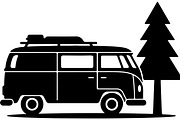 Camper Van and Pine Tree Silhouette, a Transportation Illustration by abu67222 (Thumbnail 13 of 13)