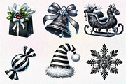 Black and White Christmas Clipart, an Illustration by Dream Creation (Thumbnail 2 of 7)