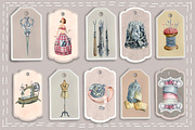 Watercolor vintage sewing kit, an Illustration by AkvarelRiver (Thumbnail 10 of 15)