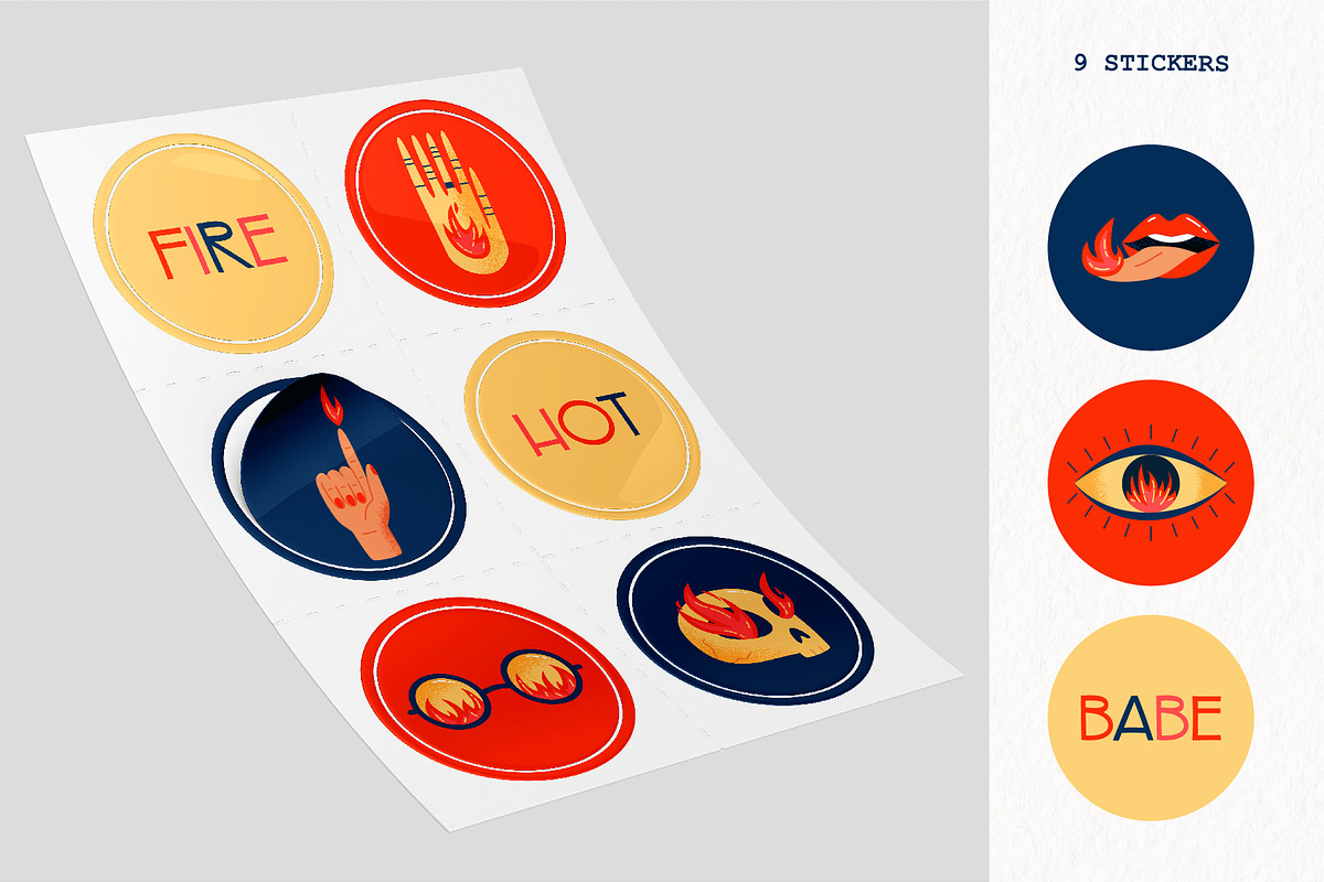 Smoking Hot | Fiery vector set, an Illustration by katieromanoff_art (Photo 10 of 15)