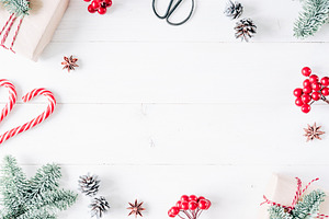 Christmas composition stock photo containing winter and holiday