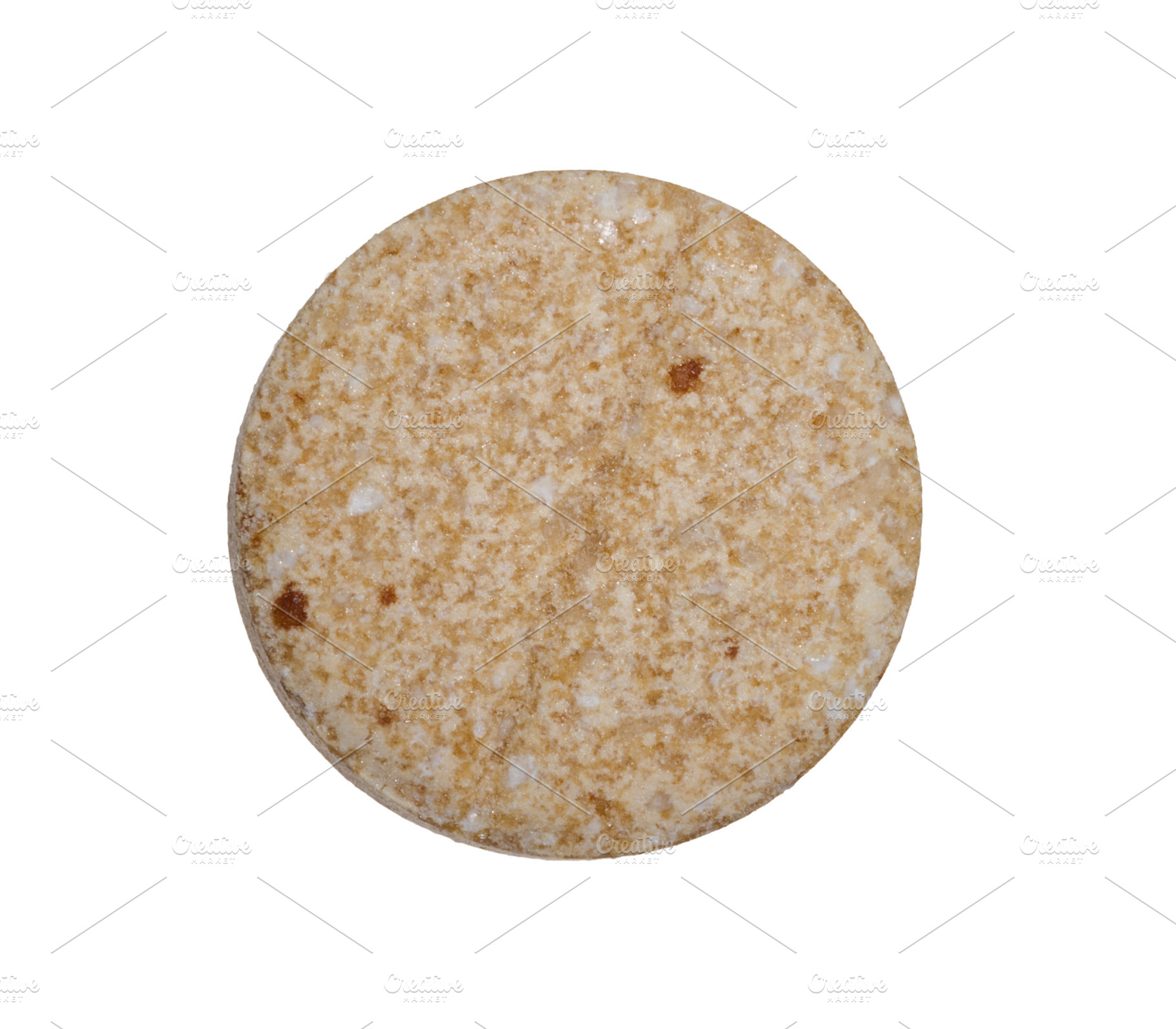 Round pressed tablet on isolated background, a Health & Medical Photo by ndanko