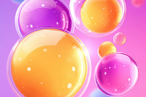 Colorful abstract bubbles on pink background, a Background Photo by AlyaAnd