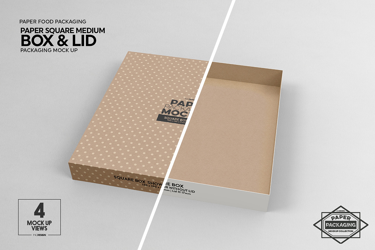 Medium Square Paper Box&Lid Mockup, a Cups & Container Mockup by INCDesign (Photo 2 of 7)