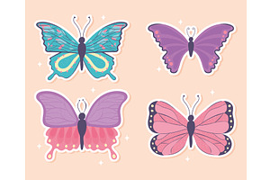 set of cartoon butterfly, an Animal Illustration by studiogstock
