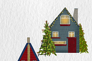 Christmas Houses Village Clipart, a Decorative Illustration by Oleksandra Illustrates (Thumbnail 2 of 14)