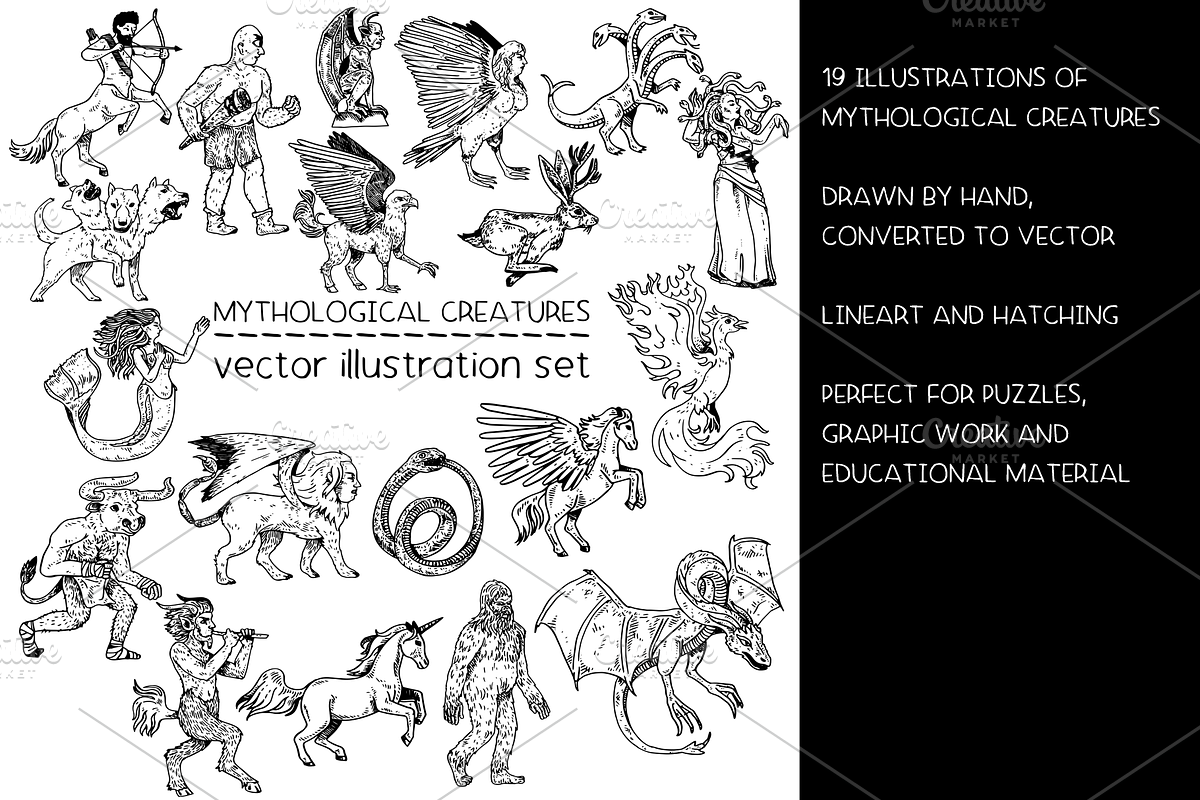 Mythological creatures - vector, an Animal Illustration by Renée from Studio neetje (Photo 2 of 5)