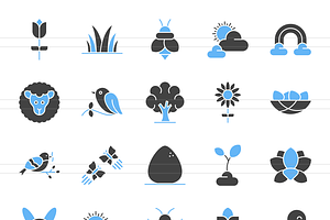 50 Spring Blue & Black Icons