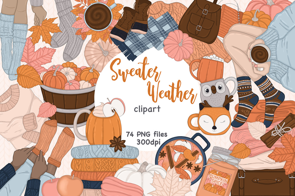 Sweater Weather Clipart, an Illustration by GlamArtZhanna (Photo 1 of 4)