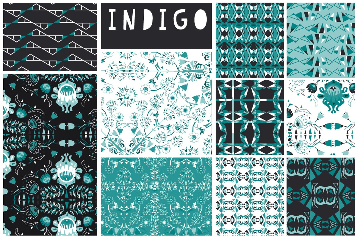 Indigo Seamless Vector Patterns x 10, a Pattern Graphic by illuztrate (Photo 1 of 4)