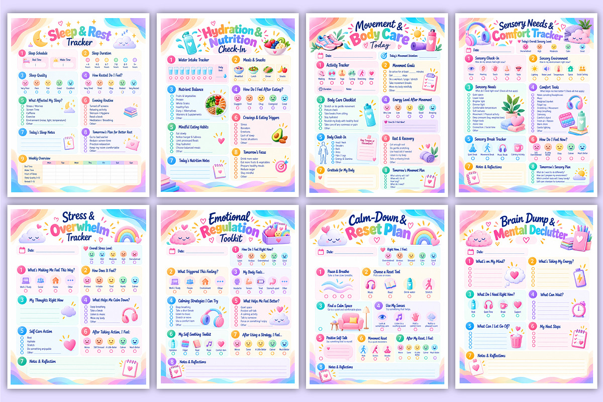 ADHD Self-Care Planner | Self-Care, a Stationery Template by Mustafiz (Photo 3 of 4)