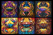 Stained Glass Crab Coloring Pages, an Animal Illustration by protabsorkar11 (Thumbnail 6 of 6)