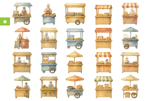 Vintage Food Market Stalls, an Object Graphic by RT Studio