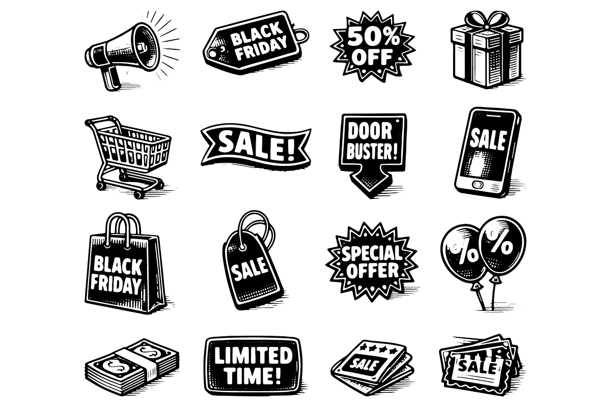 Black Friday Sale Promotion Icons, an Object Graphic by RT Studio (Photo 2 of 4)