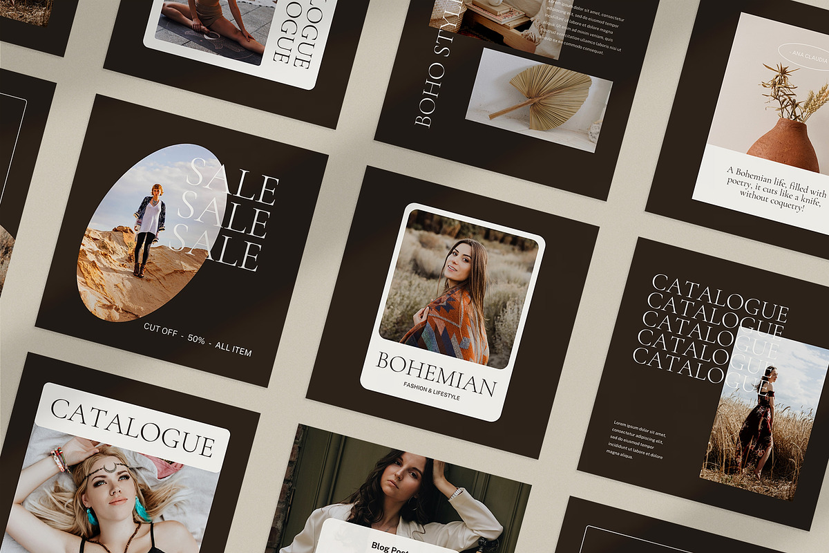 Bohemian Instagram Pack | PS & Canva, a Social Media Template by Visuel Colonie® (Photo 2 of 15)
