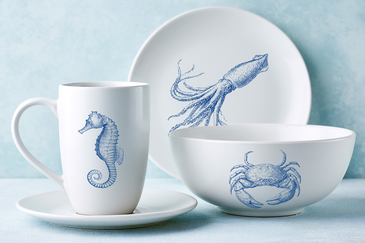 Vintage Marine Life Illustration Set, an Animal Illustration by NatalieArtShop (Photo 17 of 20)