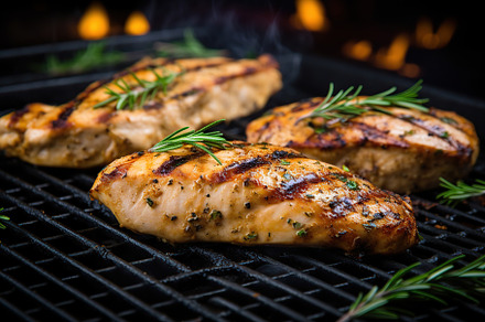 Chicken marinated fillet meat on the grill, a Food & Drink Photo by AlyaAnd
