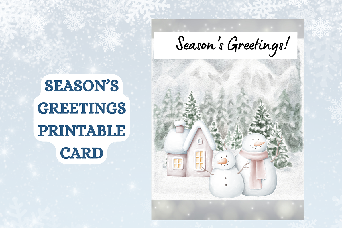 Season's Greetings Snowman Card, a Card Template by Pixels N Bows (Photo 1 of 2)