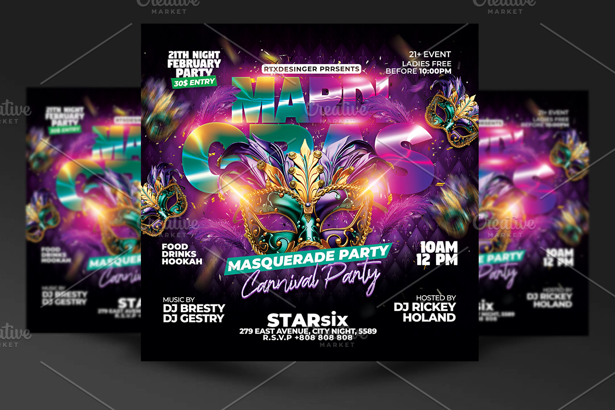 Mardi Gras Flyer, a Flyer Template by RTXdesinger99 (Photo 3 of 3)