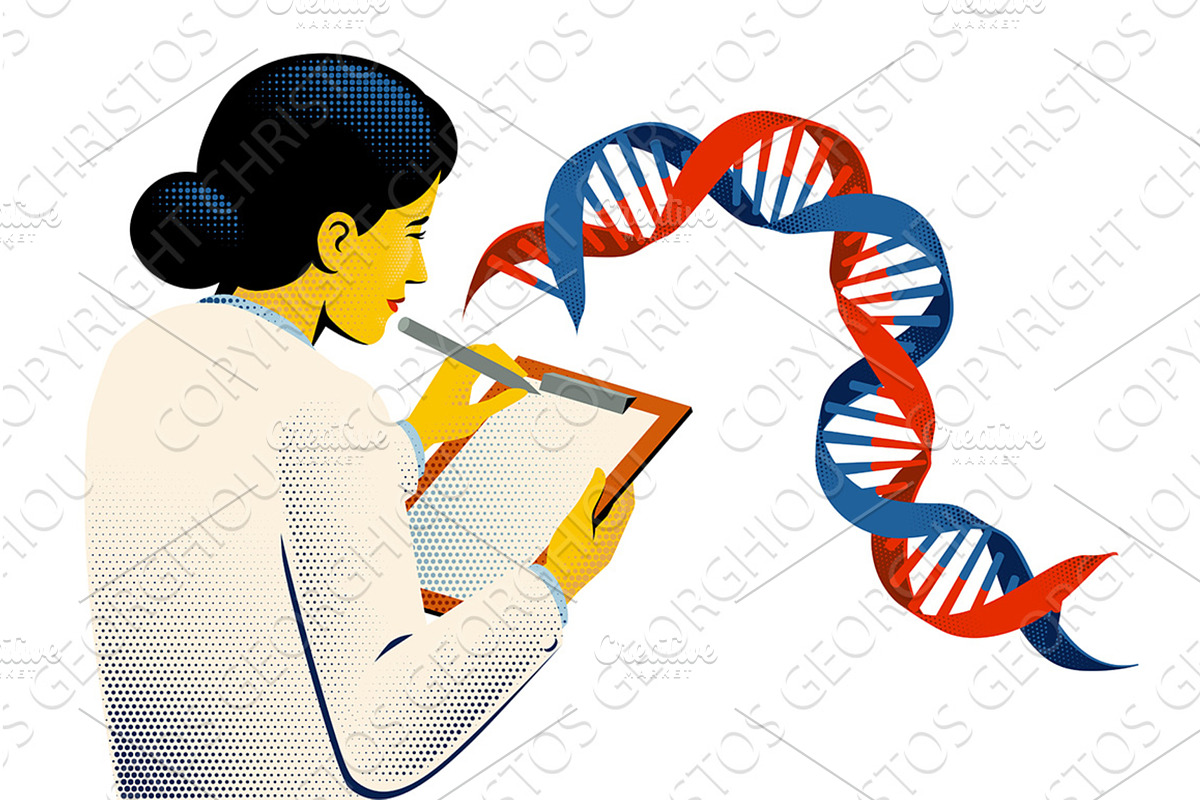 Retro Scientist DNA Helix Genetics, an Illustration by Christos Georghiou