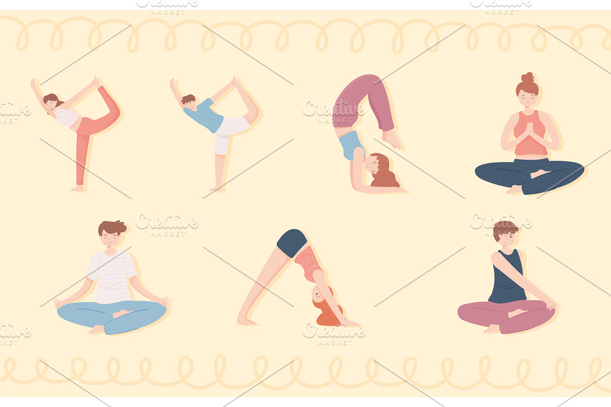 people practicing yoga, a Person Illustration by studiogstock