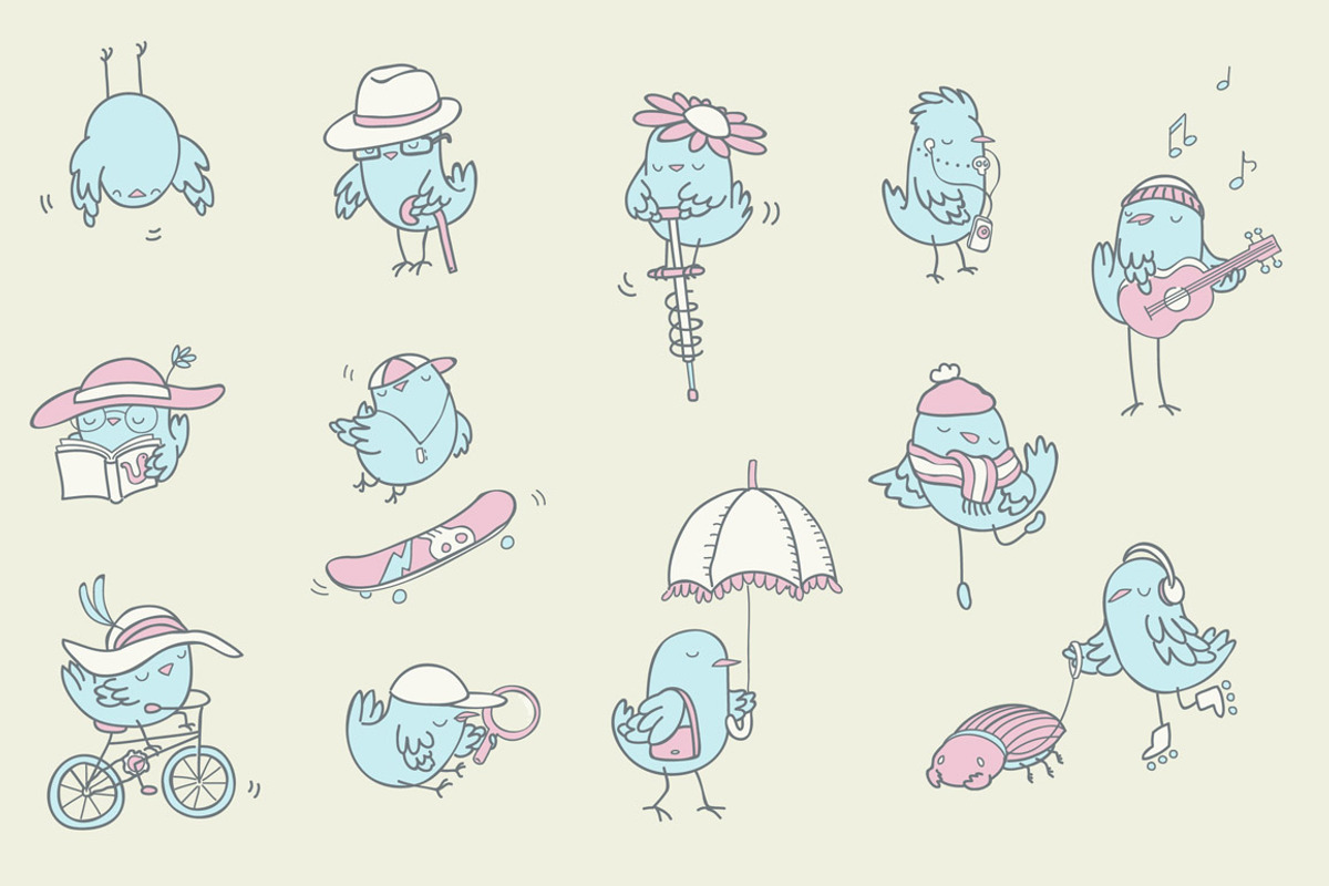 Birdies chilling out - image set, a Healthcare Illustration by celandine (Photo 4 of 4)