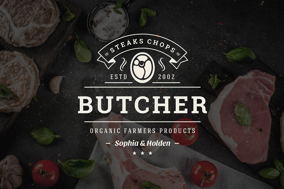 18 Meat Food Logos and Badges, a Branding & Logo Template by Vasya Kobelev (Photo 9 of 11)