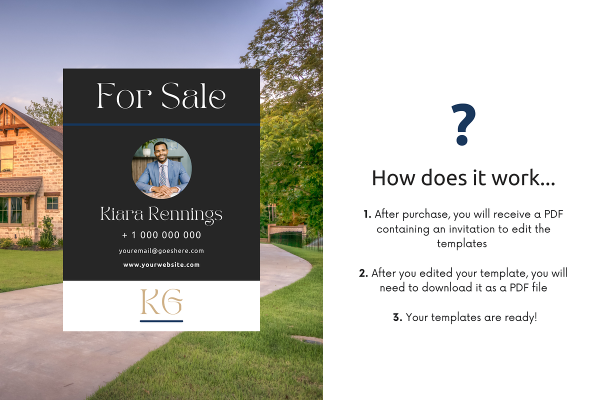Real Estate Yard Sign, a Poster Template by PittaFinePrint (Photo 3 of 4)