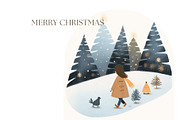8 Christmas cute girl grey trees, a Seasonal Illustration by ARTOZEN DIGITAL (Thumbnail 14 of 15)