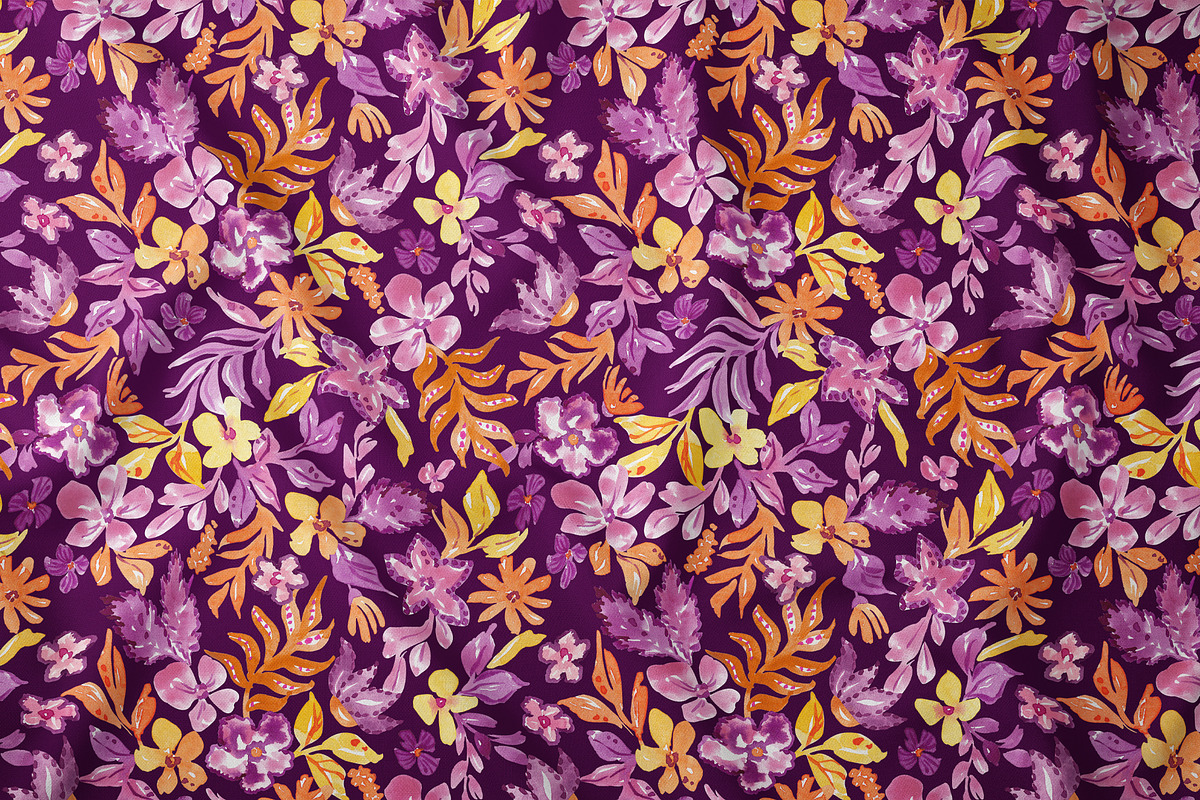 Purple Floral Seamless Pattern, a Pattern Graphic by SirenaArt (Photo 6 of 15)