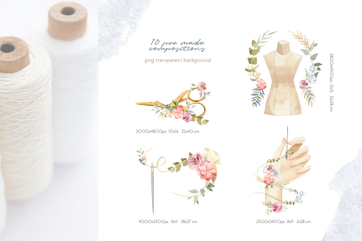 Sewing Supplies Clipart, an Illustration by Julia M. Watercolor (Photo 5 of 13)