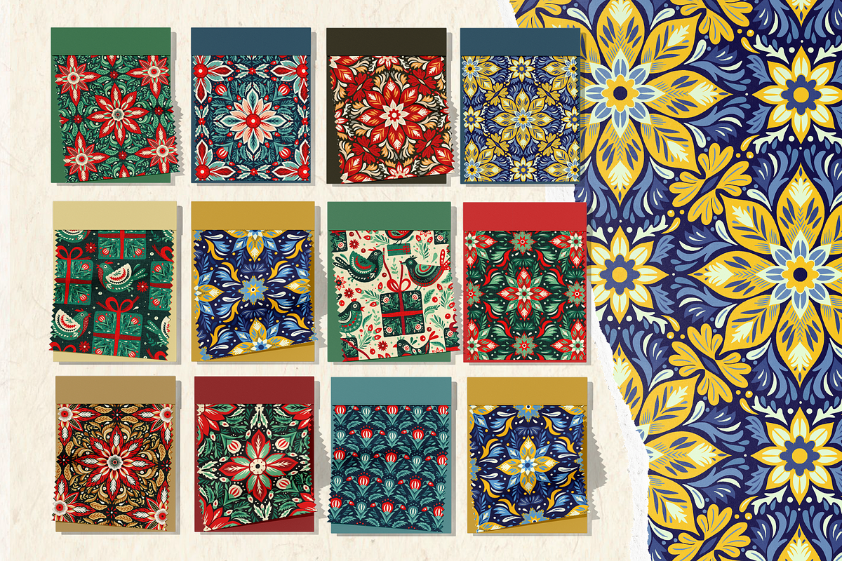 Folk Christmas Pattern and Ornaments, a Seasonal Illustration by Red Ink (Photo 6 of 9)