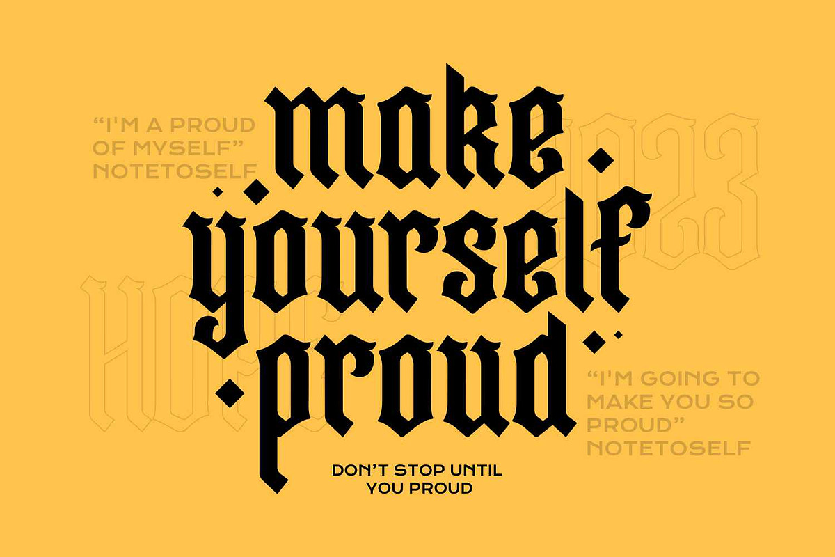 Youtesh - Blackletter Style Font, a Blackletter Font by Imoodev (Photo 2 of 5)
