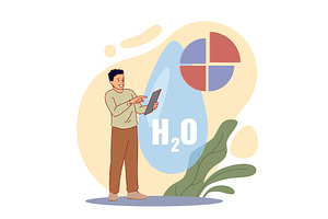 Conscious water consumption, a Technology Illustration by YummyBuum