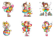 Whimsical Christmas Fairy Clipart, an Illustration by designcity5 (Thumbnail 2 of 5)